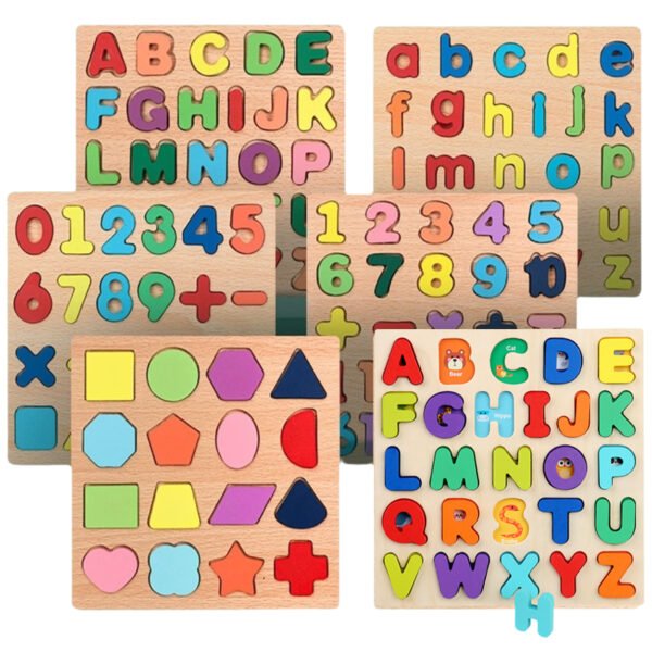 Wooden Puzzles Toys For Kids - Alphabets, shapes and Letters