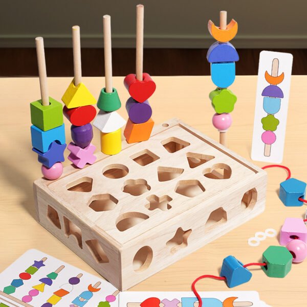 5 In 1 Montessori  Wooden Toys- Block Marching Sorting - Image 7