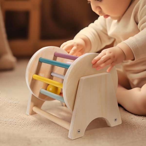 Baby Montessori Wooden Spinning Drum - Image 2