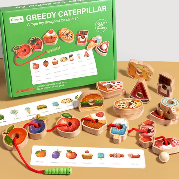 Caterpillar Lacing Toy-Lacing  Beads Food Fruits - Image 6
