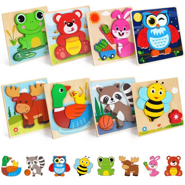 Wooden Animal Growth Puzzles For Toddlers