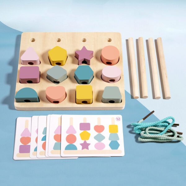 Montessori Wooden Beads Sequencing Toy Set - Image 5