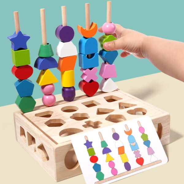 5 In 1 Montessori  Wooden Toys- Block Marching Sorting - Image 6