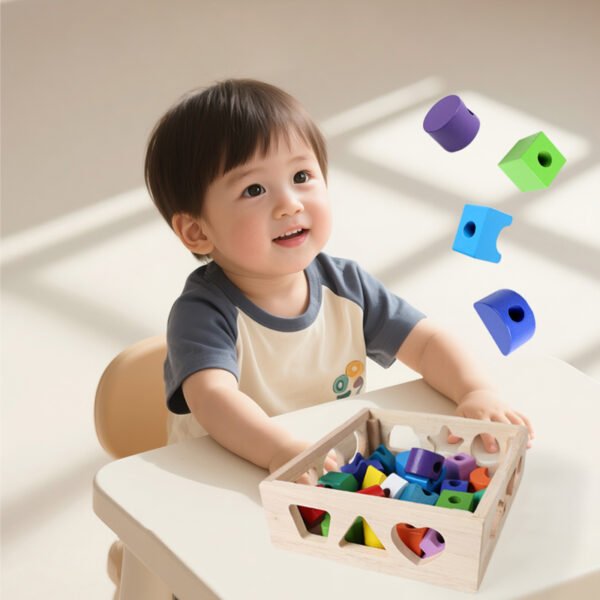 Wooden Shape Sorter Cube- Montessori Toys - Image 5