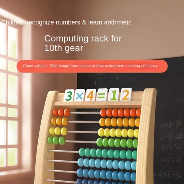 Wooden Abacus Children Rainbow Counting Beads - Image 2