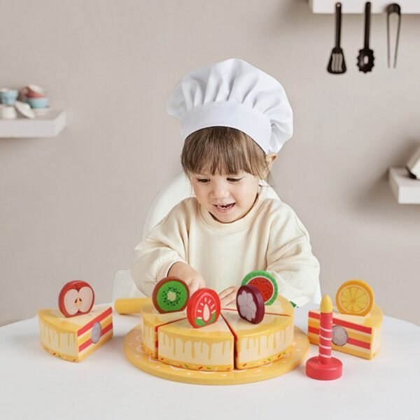 Wooden Pretend Play Birthday Cake - Image 4