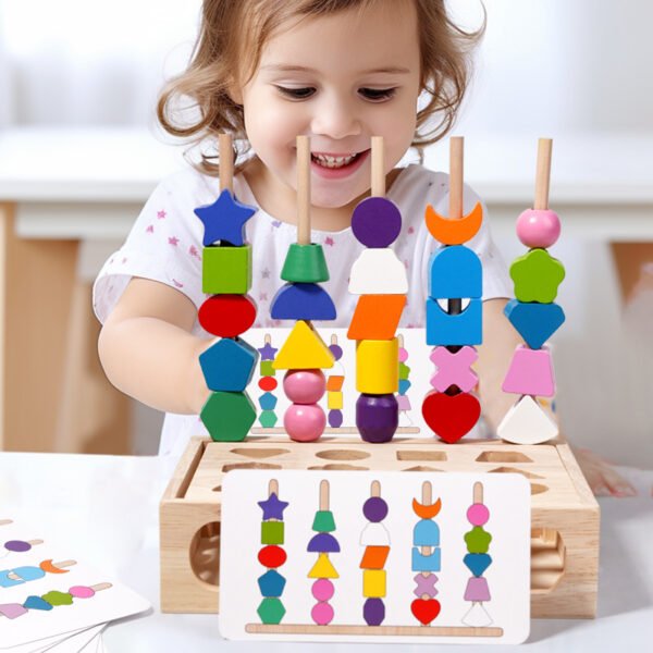 5 In 1 Montessori  Wooden Toys- Block Marching Sorting - Image 5