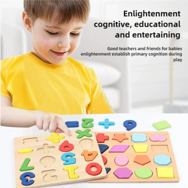 Wooden Puzzles Toys For Kids - Alphabets, shapes and Letters - Image 3