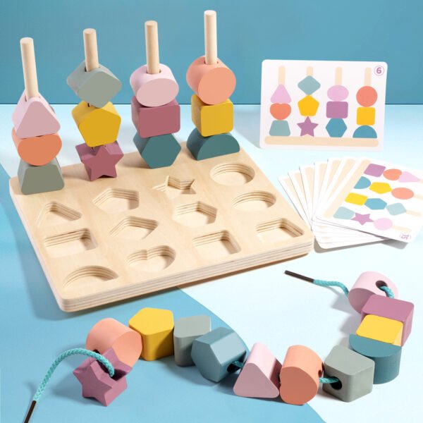 Montessori Wooden Beads Sequencing Toy Set - Image 2