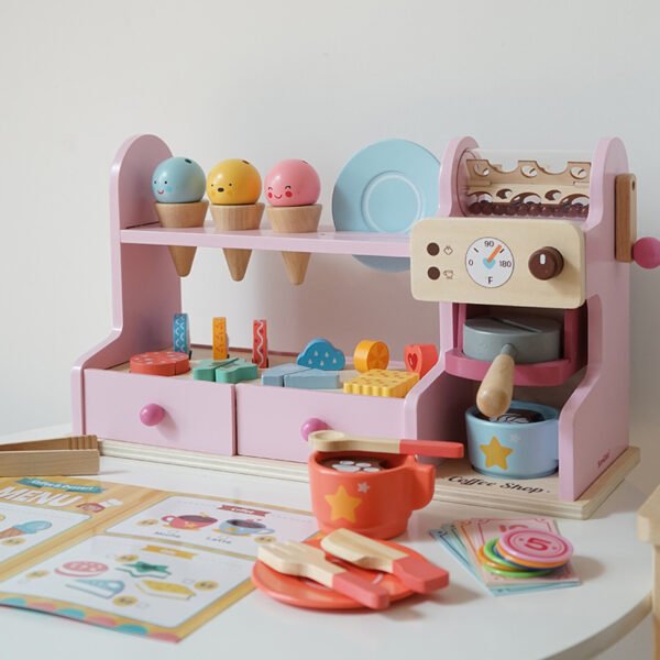 Wooden Ice Cream And CoffeE Counter Playset - Image 3
