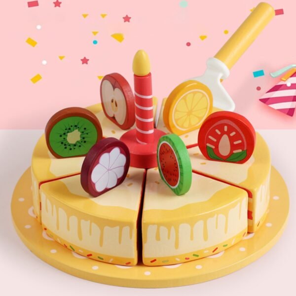 Wooden Pretend Play Birthday Cake - Image 3