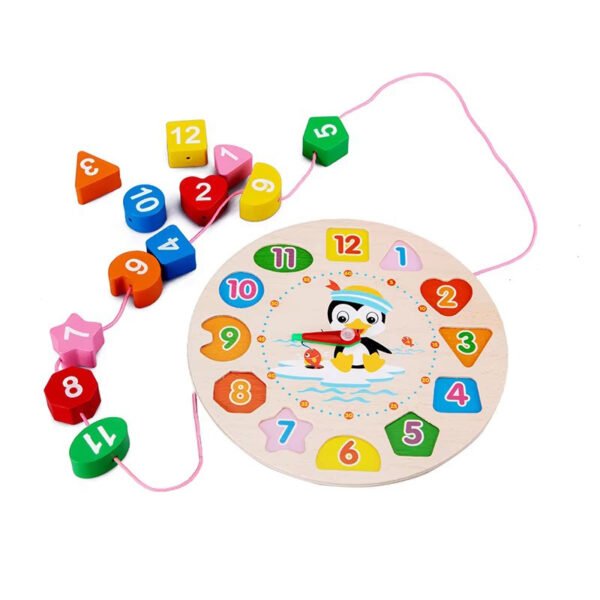 Montessori Wooden Number Puzzle - Shape,Color Sorting Clock