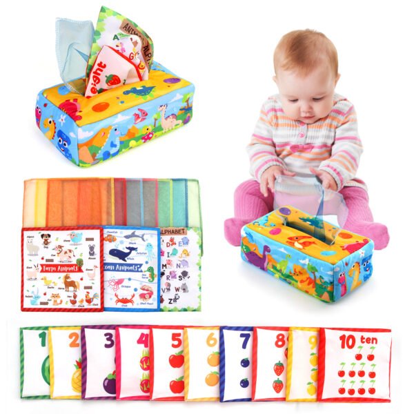 Baby Tissue Box Colorful Soft Sensory - Toddler Finger Exercise Pumping Silk - Image 4