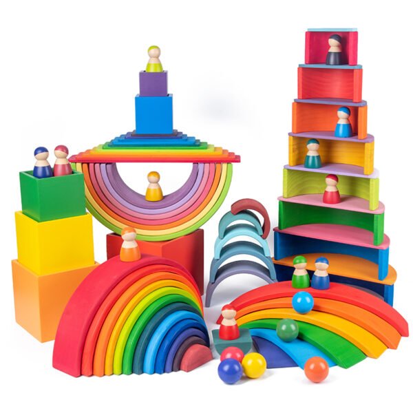 Large Size Open Ended Toys - Rainbow Constructor Stacker - Image 6