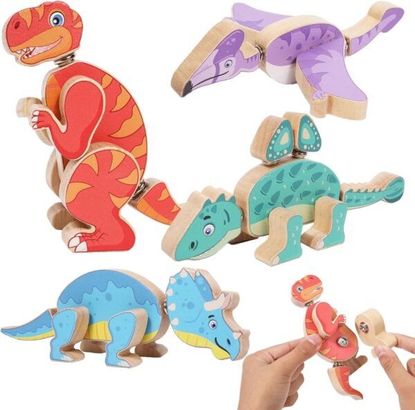 Dinosaur Snap Building Toys- Wooden Take Apart Dino Playset