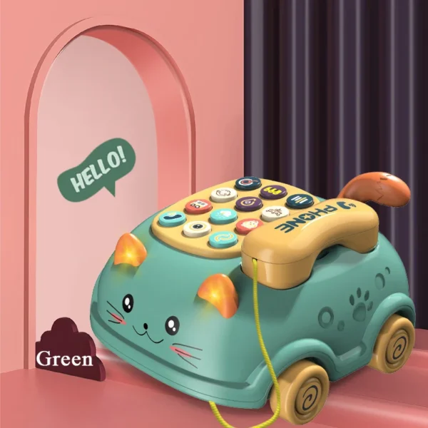 Light Music Baby Cartoon - Cat Shape Pull Wire Telephone Car Multi-fuctional Toy - Image 8