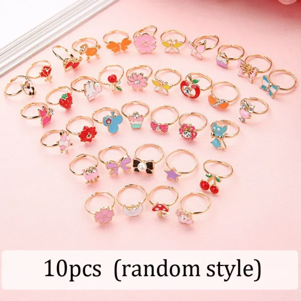 12pcs/36pcs Cute Rainbow Butterfly Rings- Girly cartoon Adjustable Rings. - Image 12
