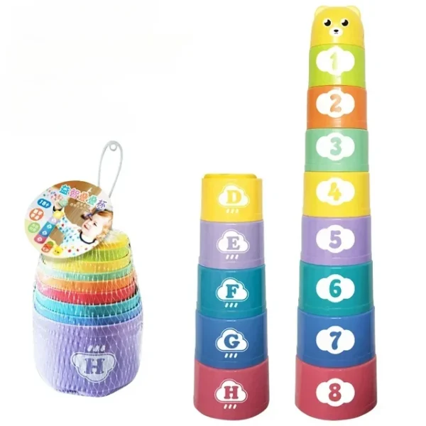 Figure & Letters - Fun Rainbow Cups Stacking Tower