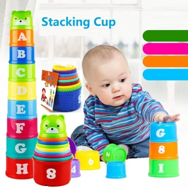 Figure & Letters - Fun Rainbow Cups Stacking Tower - Image 7