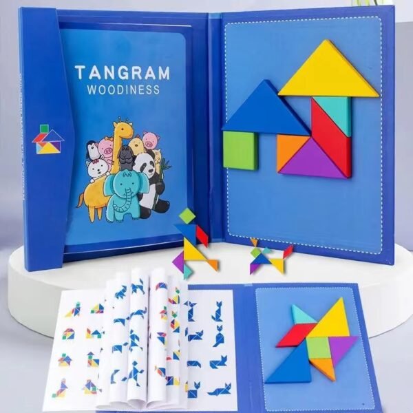Wooden Jigsaw Magnetic Puzzle - Tangram Puzzle Book