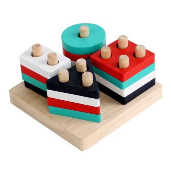 Montessori Wooden Building Blocks - Geometric Puzzle For Toddlers - Image 13