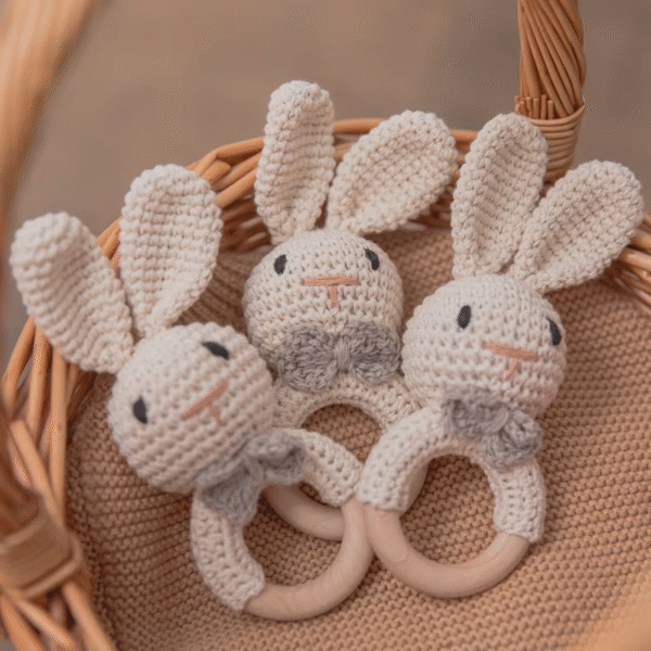 Baby Crotchet Animal Rattle Wooden Toys- Baby Teether Stroller Game - Image 6