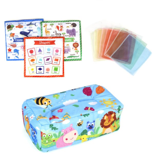 Baby Tissue Box Colorful Soft Sensory - Toddler Finger Exercise Pumping Silk - Image 2
