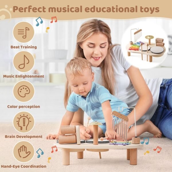Wooden Music Toys For Babies- Multifunctional Music Knocking Table - Image 6