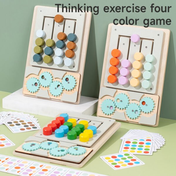 Sliding Puzzle Board - Wooden Colour Matching Toys - Image 9