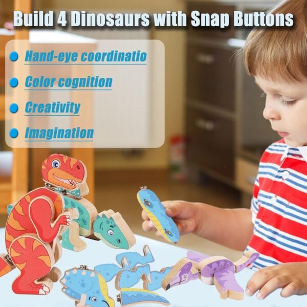 Dinosaur Snap Building Toys- Wooden Take Apart Dino Playset - Image 8