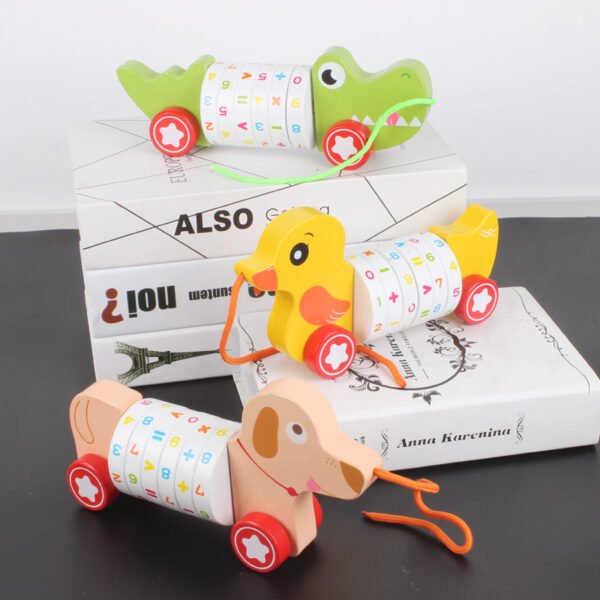 Towing Rope Car-Wooden Crocodile, Duck & Puppy - Image 6
