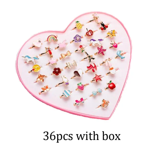 12pcs/36pcs Cute Rainbow Butterfly Rings- Girly cartoon Adjustable Rings. - Image 11