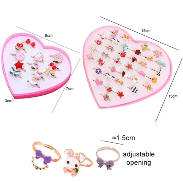 12pcs/36pcs Cute Rainbow Butterfly Rings- Girly cartoon Adjustable Rings. - Image 5