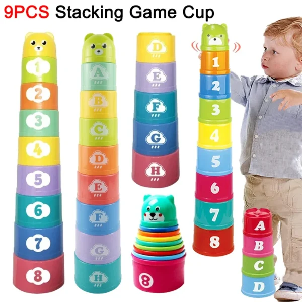 Figure & Letters - Fun Rainbow Cups Stacking Tower - Image 6