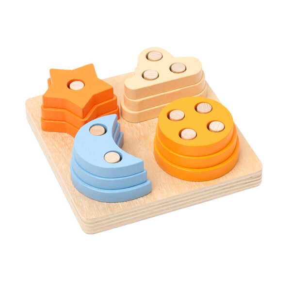 Montessori Wooden Building Blocks - Geometric Puzzle For Toddlers - Image 10