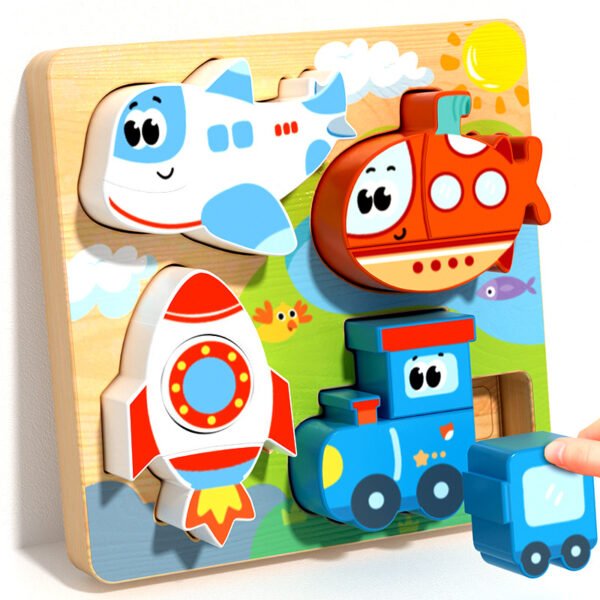 Montessori Wooden Building Blocks - Geometric Puzzle For Toddlers - Image 7