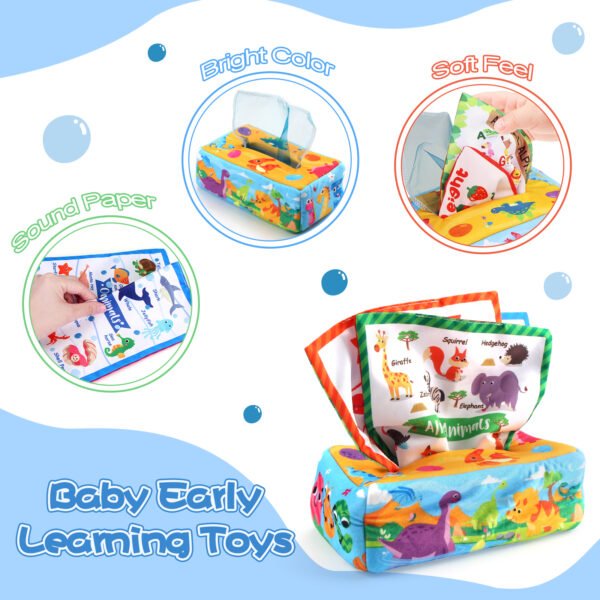 Baby Tissue Box Colorful Soft Sensory - Toddler Finger Exercise Pumping Silk - Image 6