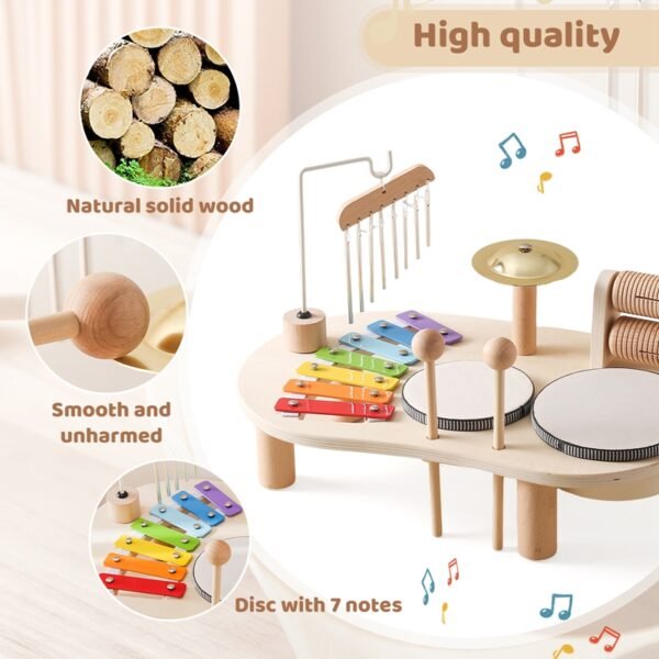 Wooden Music Toys For Babies- Multifunctional Music Knocking Table - Image 5