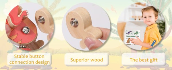 Dinosaur Snap Building Toys- Wooden Take Apart Dino Playset - Image 3