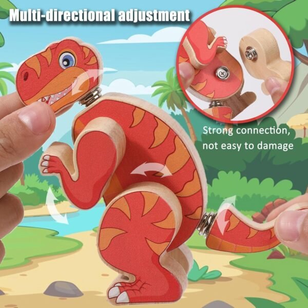 Dinosaur Snap Building Toys- Wooden Take Apart Dino Playset - Image 7