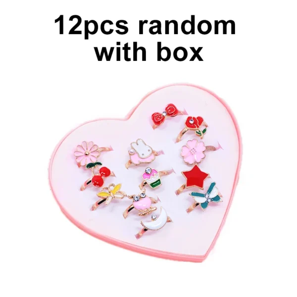 12pcs/36pcs Cute Rainbow Butterfly Rings- Girly cartoon Adjustable Rings. - Image 10