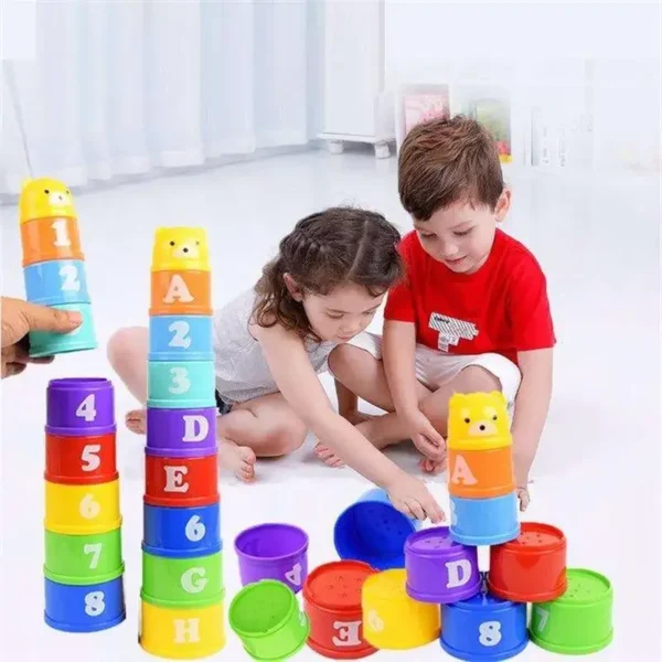 Figure & Letters - Fun Rainbow Cups Stacking Tower - Image 5