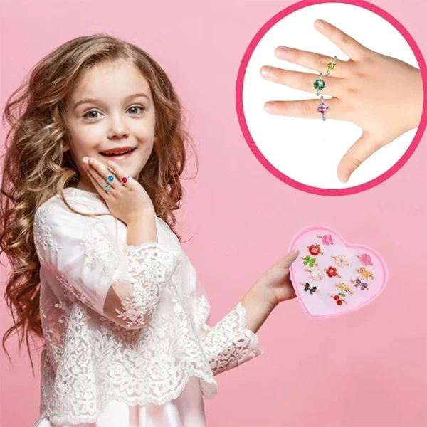 12pcs/36pcs Cute Rainbow Butterfly Rings- Girly cartoon Adjustable Rings. - Image 4