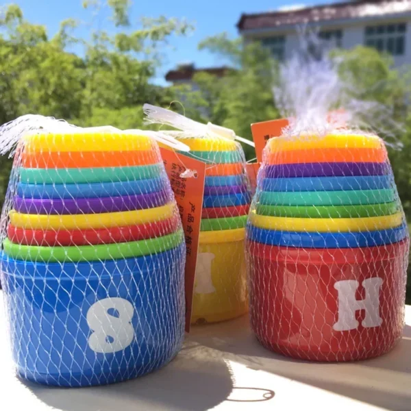 Figure & Letters - Fun Rainbow Cups Stacking Tower - Image 4