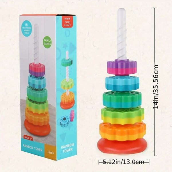 Rotating Rainbow Tower - Baby Stacking Puzzle Toy