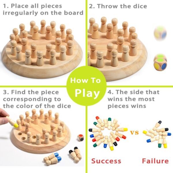 Wooden Memory Match Stick -Chess Color Game Board Puzzles - Image 3