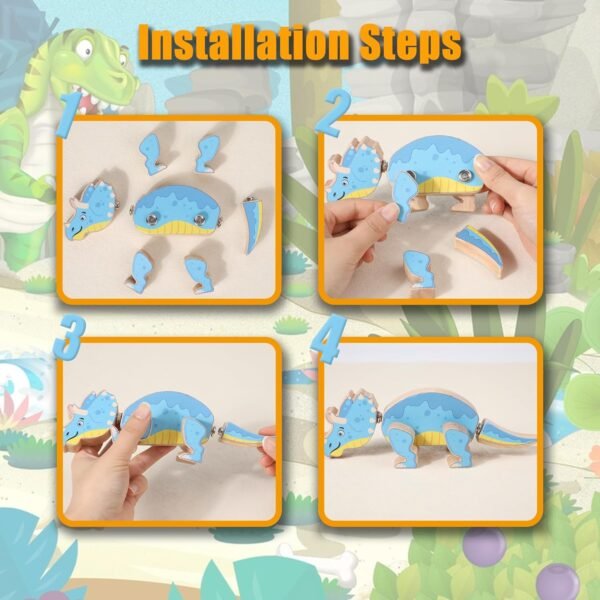 Dinosaur Snap Building Toys- Wooden Take Apart Dino Playset - Image 5