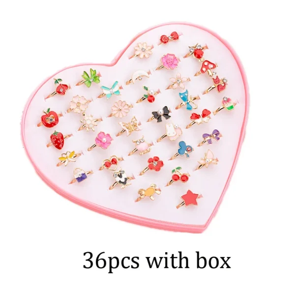 12pcs/36pcs Cute Rainbow Butterfly Rings- Girly cartoon Adjustable Rings. - Image 8
