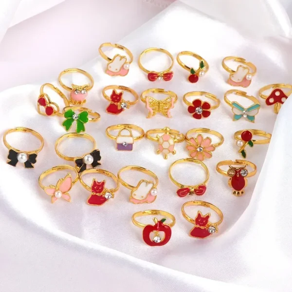 12pcs/36pcs Cute Rainbow Butterfly Rings- Girly cartoon Adjustable Rings. - Image 3