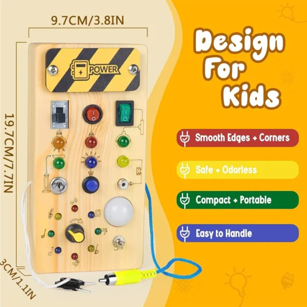 Children Sensory Training Toy-Busy Board,Led Light/ Switch Control - Image 7